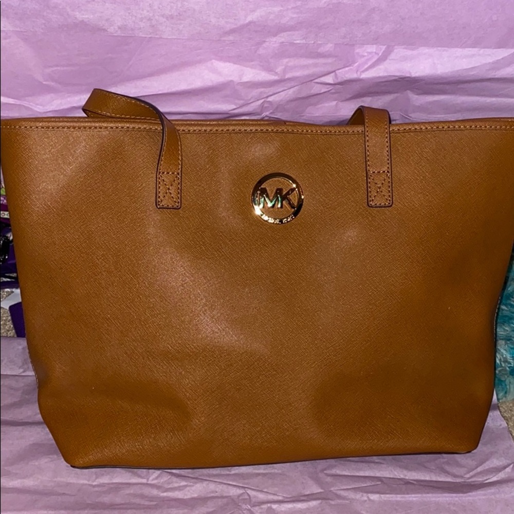 Michael Kors brown leather tote bag